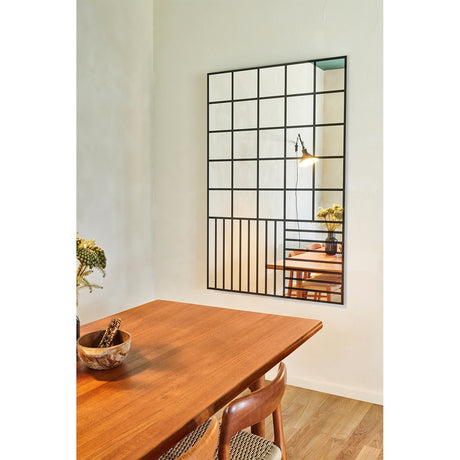 Grid Black Window Print Wall Mirror 158cm