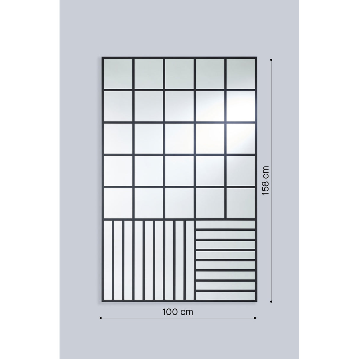 Grid Black Window Print Wall Mirror 158cm