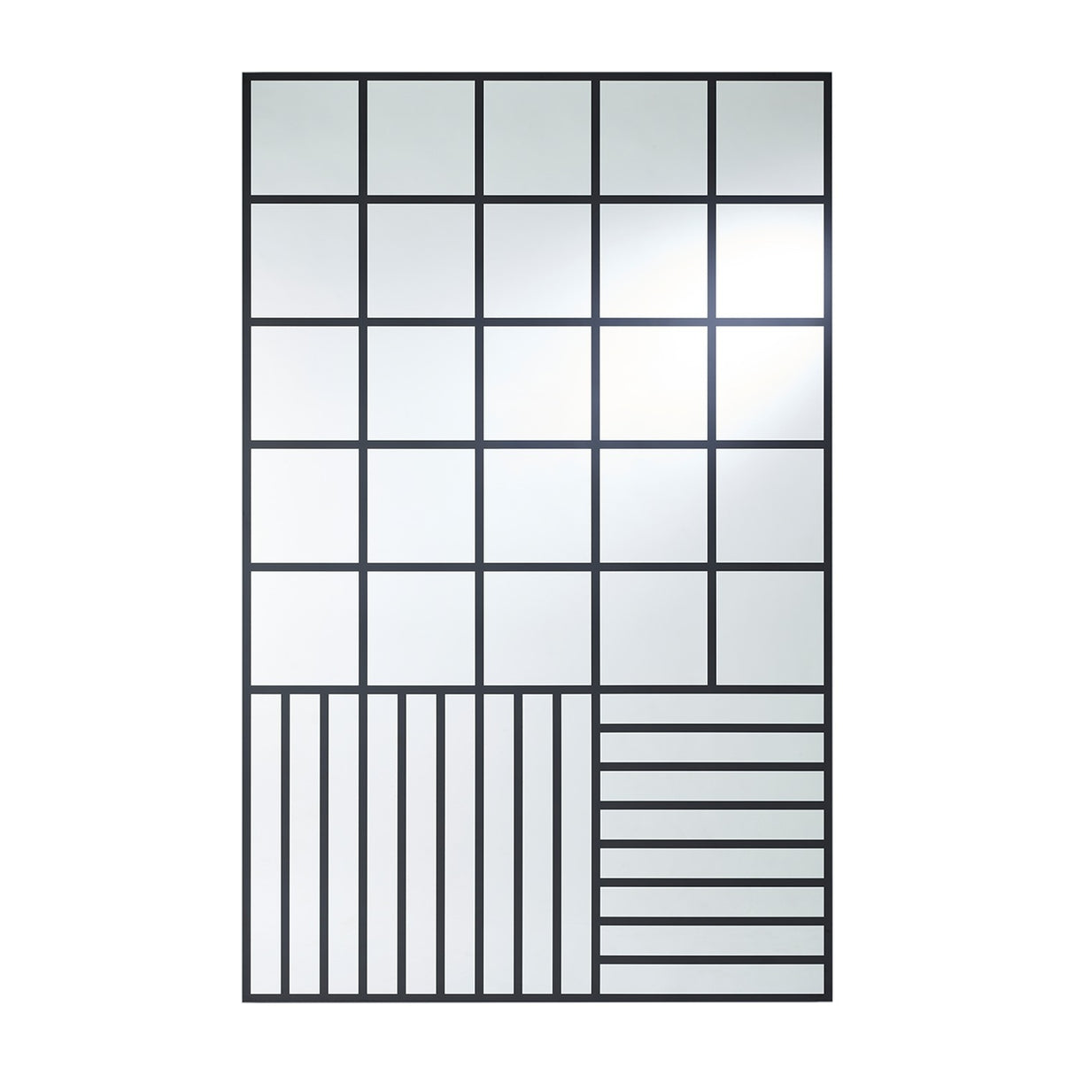 Grid Black Window Print Wall Mirror 158cm