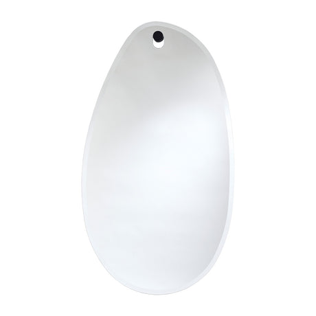 Frameless wall mirror in a soft organic outline, hung from a single peg through a hole at the top.