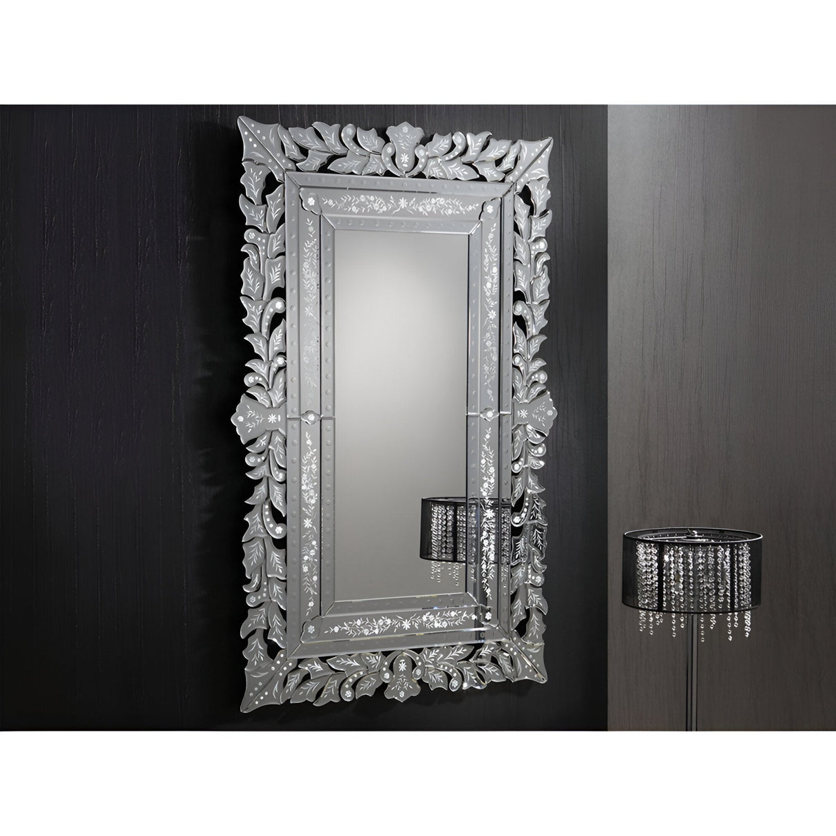 Cleopatra Rectangle Wall Mirror Silver – 122x90cm