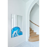 Geode Blue Agate Printed Glass Wall Mirror 130cm