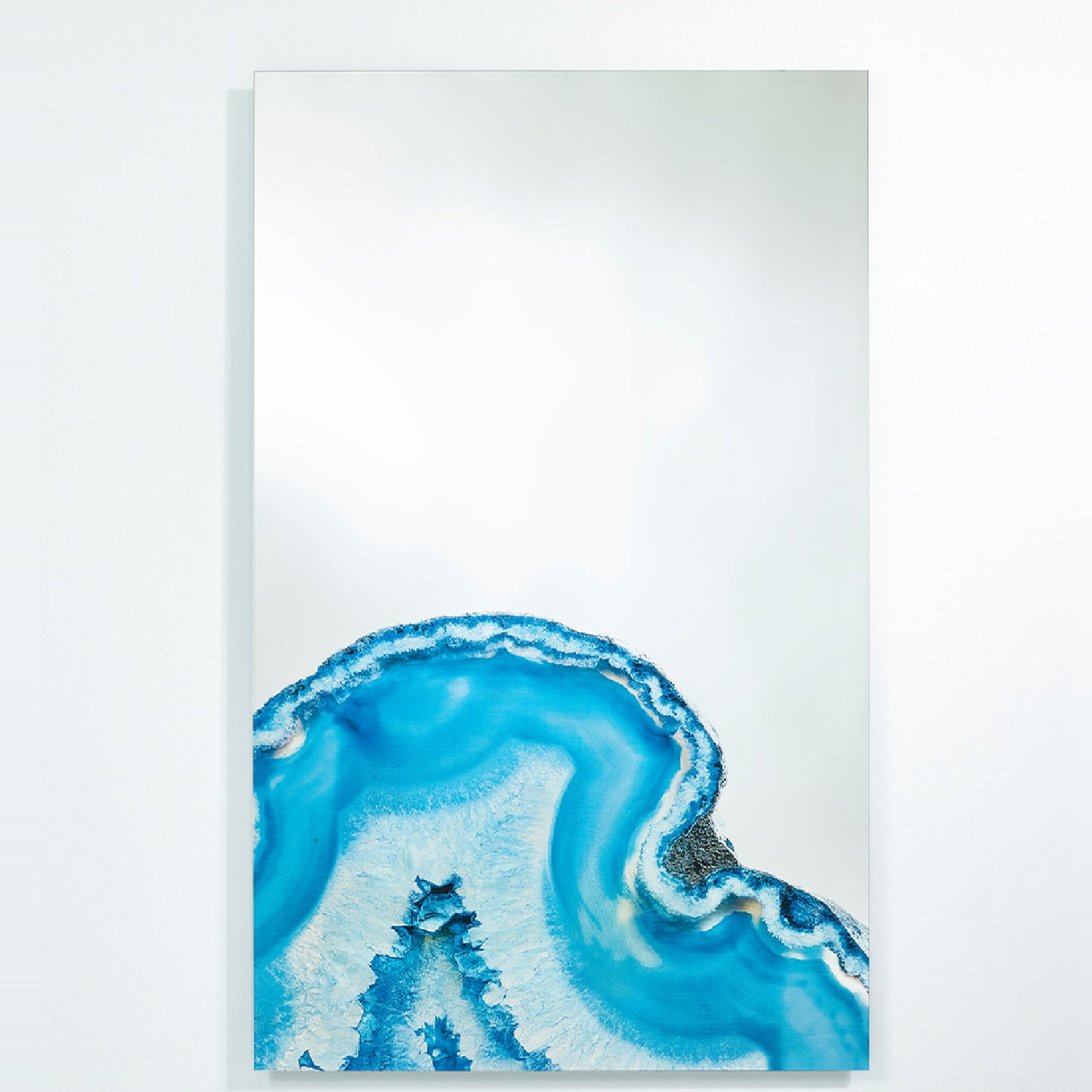Geode Blue Agate Printed Glass Wall Mirror 130cm