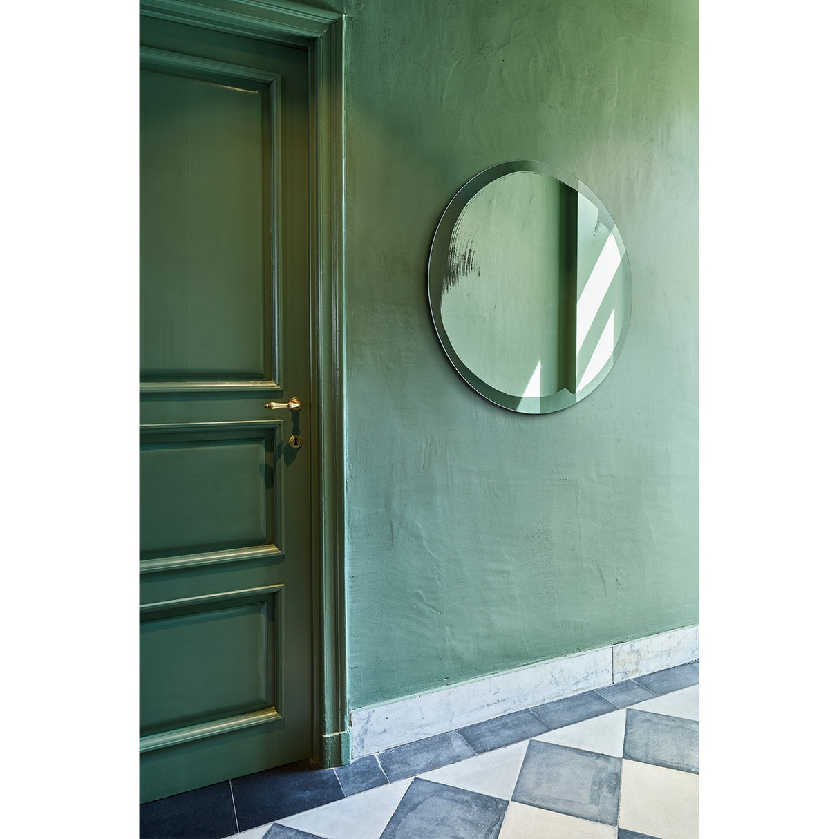Paint Round Brushed Glass Rotating Wall Mirror 90cm
