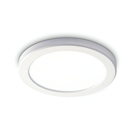 A round, white LED ceiling light fixture with a minimalist design, the Lucella Recessed Round LED Downlight impresses with its energy-efficient 20W model featuring a smooth, flat surface and clean edges, making it perfect for modern decor. At 3000K, it provides warm illumination ideal for any space even when seemingly turned off.