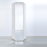 Echo White Free Standing Mirror 193cm, a tall cheval mirror with a white powder coated metal frame of stacked horizontal slats curving round the base, shown against a plain white background.