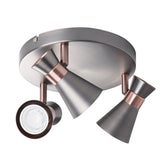 Mileno Ø200 3 x GU10 Round Ceiling Light - Silver/Copper