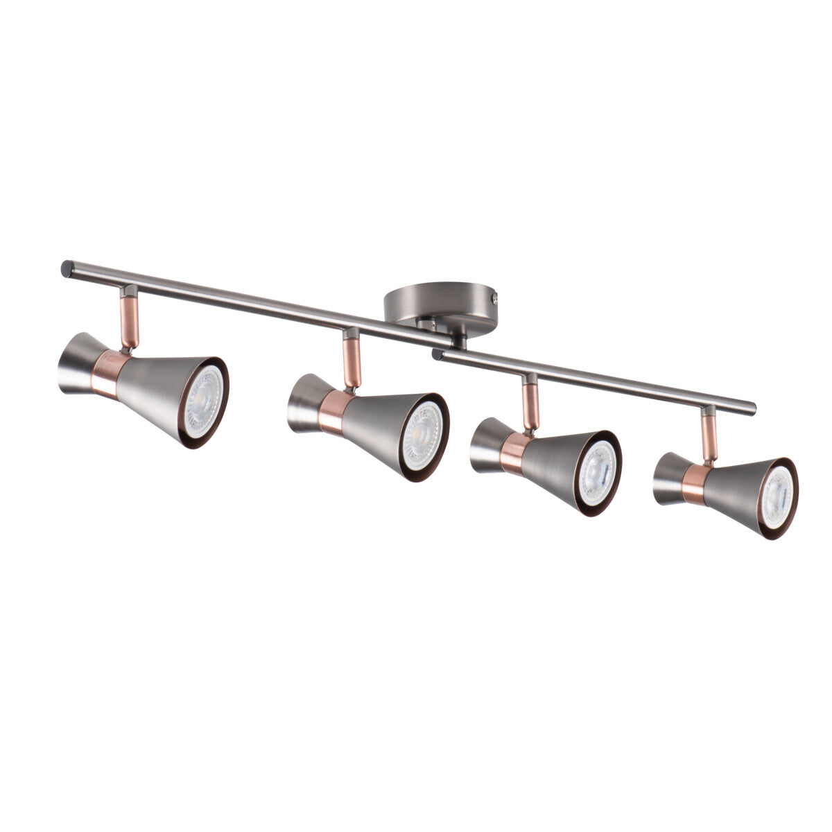 Mileno 720x100 4 x GU10 Bar Ceiling Light - Silver / Copper