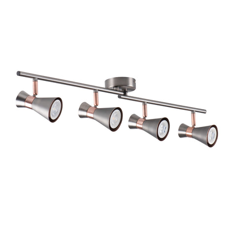 Mileno 720x100 4 x GU10 Bar Ceiling Light - Silver / Copper