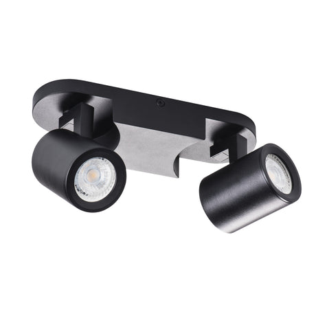 LAURIN 220x70 2x GU10 Round Ceiling and Wall Light - Black