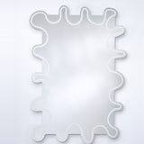 Wiggle Scalloped Edge Wall Mirror 133cm, a frameless glass mirror with a wavy irregular outline and an engraved line echoing the edge, shown on a plain white background.
