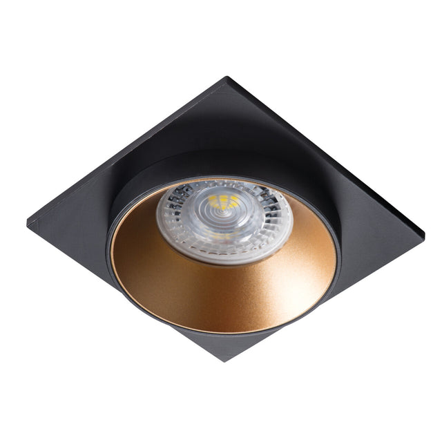 Simen 90x90 GU10 Recessed Square Spotlight - Black and Gold