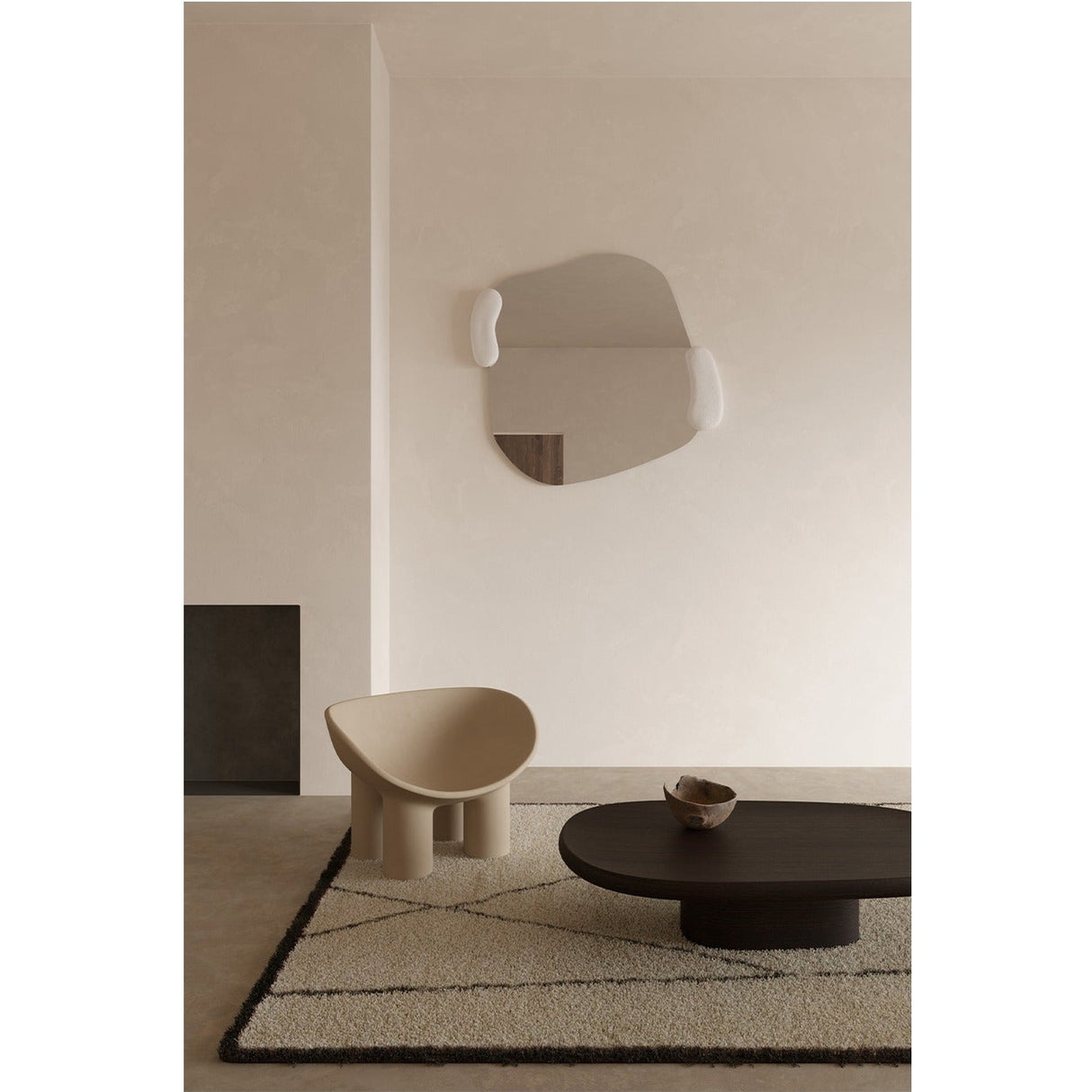 Calco Sculpted Irregular Wall Mirror 116cm - White