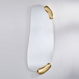 Calco Gold Leaf Sculpted Hall Mirror, 166cm tall wall mirror with an irregular oval frame, featuring sculpted gold-leaf accents at the top and bottom corners, shown against a plain light background.