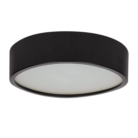 Jasmin Ø380 2 x E27 Round Wood Ceiling Light - Black