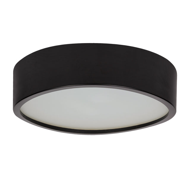 Jasmin Ø380 2 x E27 Round Wood Ceiling Light - Black
