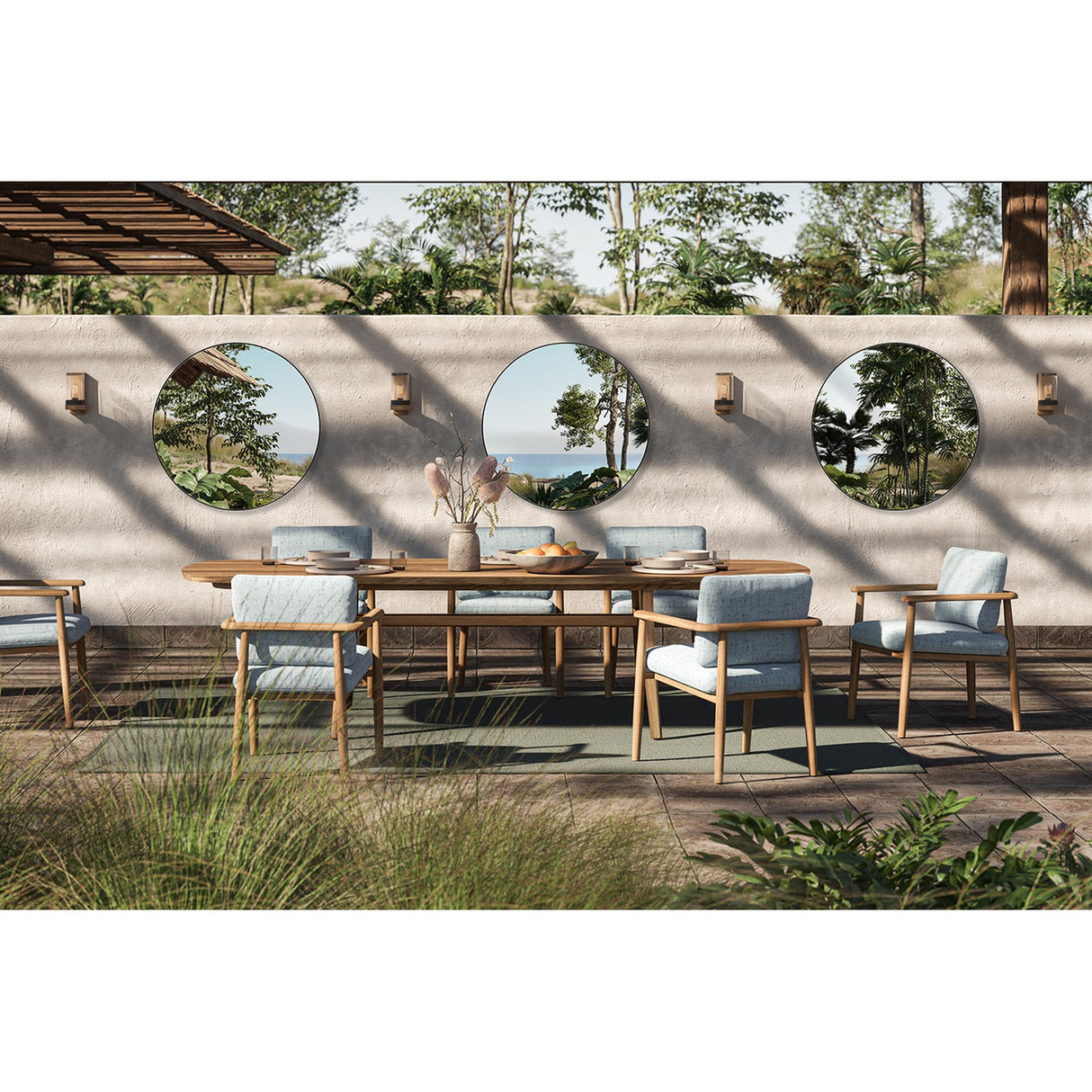 Hoop Outdoor Black Round Garden Mirror 105cm