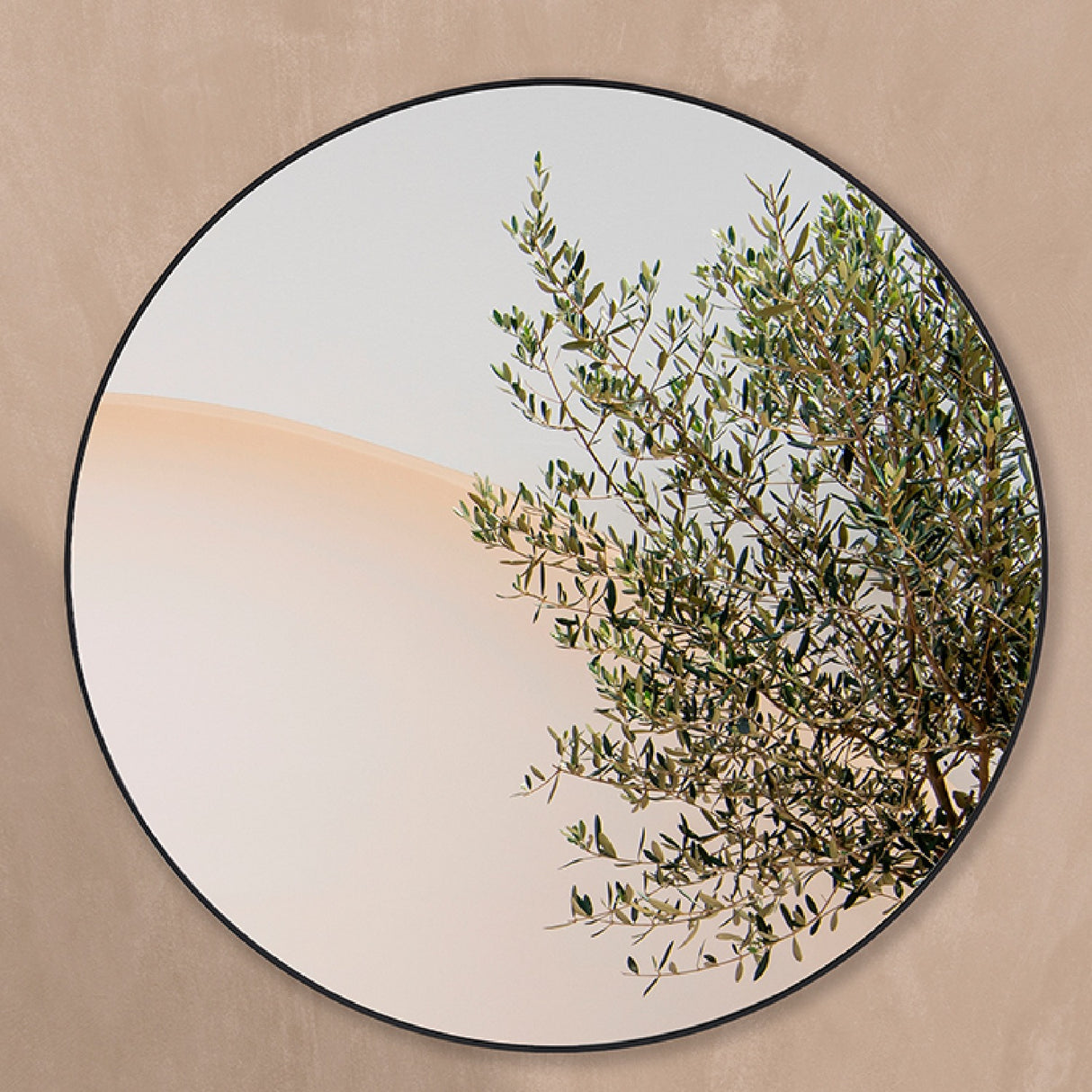 Hoop Outdoor Black Round Garden Mirror 105cm