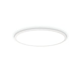 A round, white Spark Slim LED Flush Light 53W 3000K, measuring 60cm in diameter, is centered against a plain white background. Its minimalistic design showcases a smooth and simple circular shape, delivering an energy-efficient lighting solution that provides sleek and modern illumination for indoor spaces.