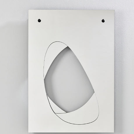 White rectangular Infinito Precision Cut Void Wall Mirror, 100cm, with black-outlined organic cut-out revealing layered mirrors behind, shown on a plain light background.