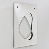 Infinito Precision Cut Void Wall Mirror 100cm, rectangular white panel with an organic cut-out void revealing recessed mirror layers, mounted on a plain wall, shown at an angle.