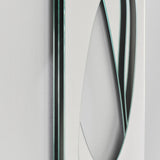 Infinito Precision Cut Void Wall Mirror 100cm, close-up of the white panel with a cut organic void revealing layered mirror strips and thin black and glass edging.