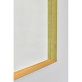 Corner detail of the Velvet Green Framed Rectangular Wall Mirror 150cm, showing the deep box frame in olive green velvet with a visible inner return against a plain light background.