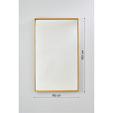 Velvet ochre framed rectangular wall mirror, dimension diagram showing 90cm width and 150cm height.