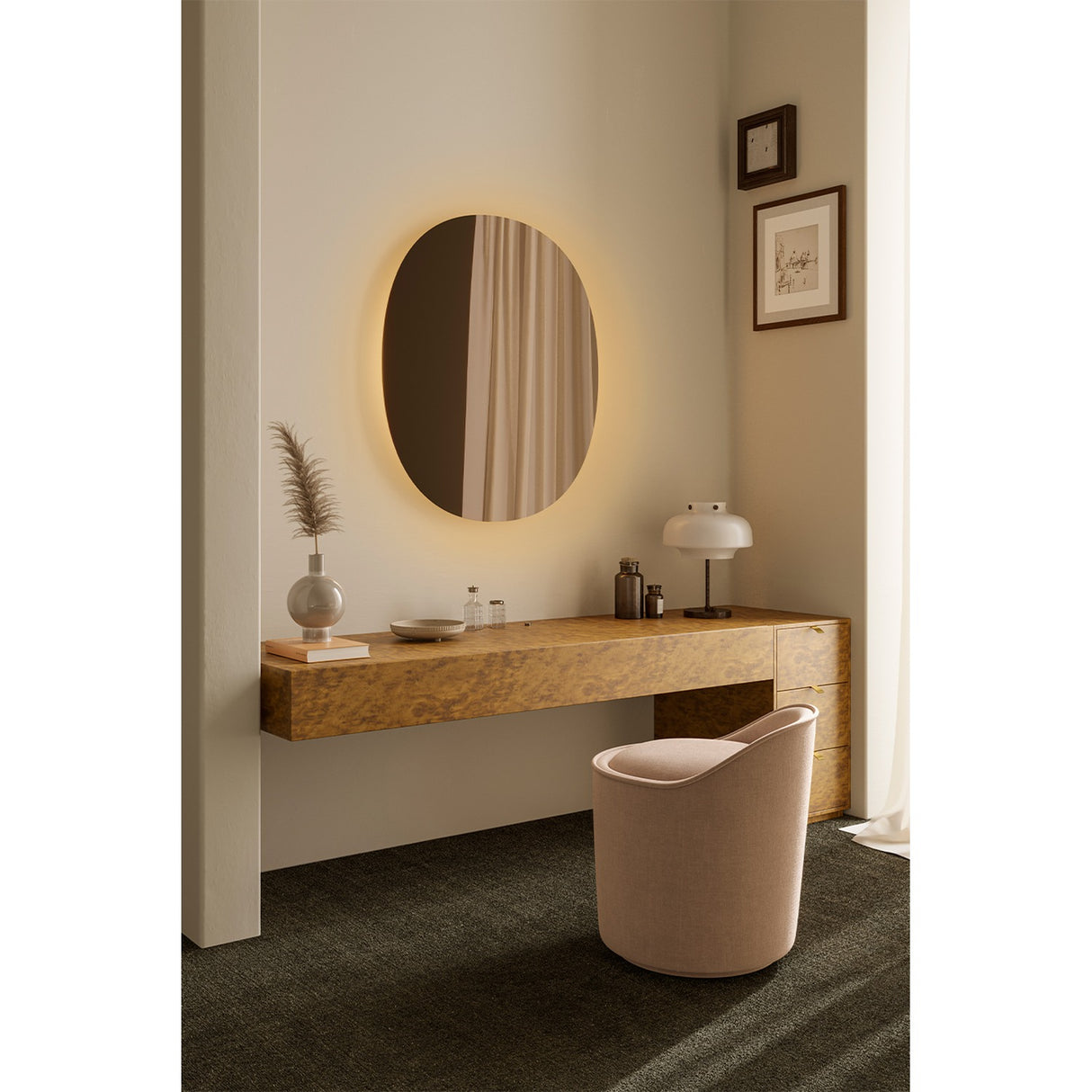 Brio Bronze Backlit LED Oval Wall Mirror 106cm