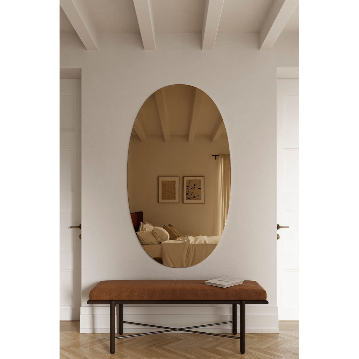 Oval Bronze Tinted Frameless Wall Mirror 160cm