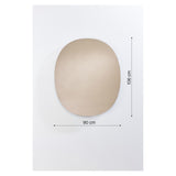 Oval Bronze Tinted Frameless Wall Mirror, 90cm wide by 106cm tall, with bare polished glass edges and no frame, shown against a plain white background with dimension markers.