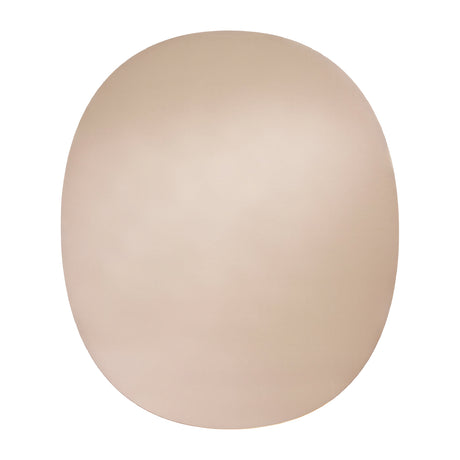 Oval bronze tinted frameless wall mirror, 106cm tall, with bare polished glass edge and warm bronze-toned reflection, shown on a plain white background.