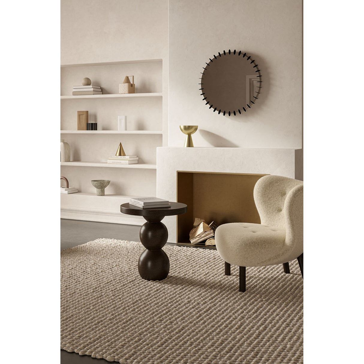Ray Black Disc Edged Round Wall Mirror 65cm