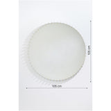 Ray round wall mirror, 105cm, with small gold powder-coated discs ringing the frame edge, shown against a plain white background with dimension markers.