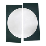 Noren Two Panel Green Printed Glass Wall Mirror 176cm