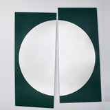 Noren Two Panel Green Printed Glass Wall Mirror 176cm