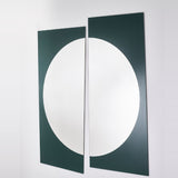 Noren Two Panel Green Printed Glass Wall Mirror 176cm