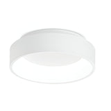 The Fluxis LED Flush Ceiling Light - White, 30cm showcases a minimalist, circular shape with a contemporary design. Its smooth and sleek finish offers energy-efficient lighting that emits a gentle glow, all complementing a simple white background.