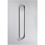 Calligra Curved Metal Wall Mirror 168cm in black, a tall oval mirror with a curved black frame, shown on a plain light grey background with an 8cm depth label.