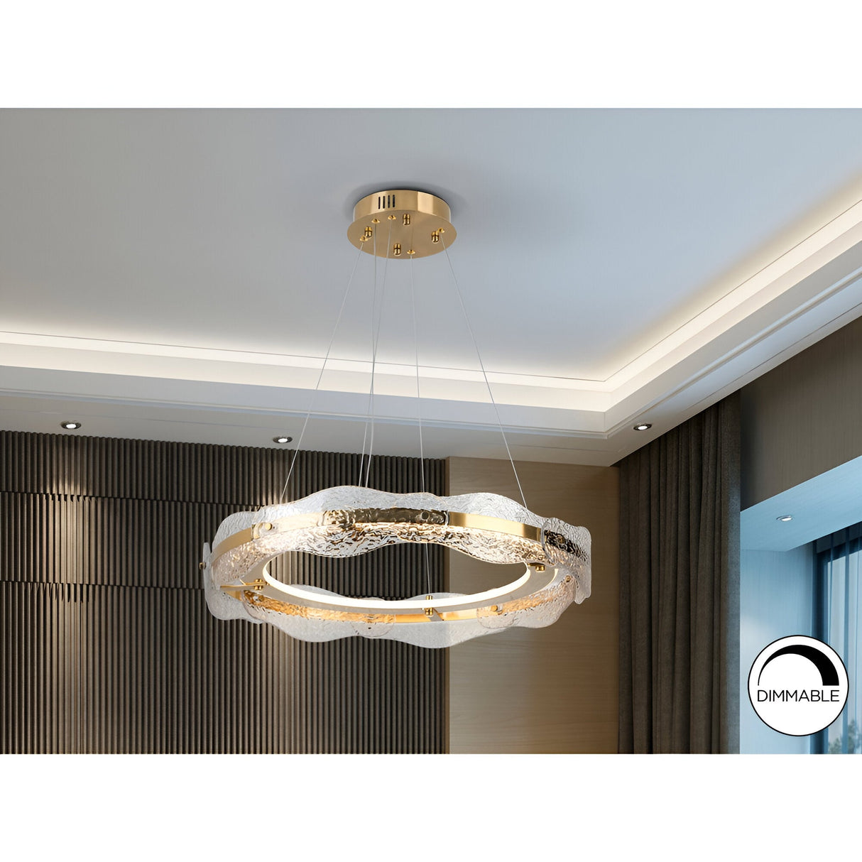 Lira LED Circular Suspension Light 42W 3000K - Brushed Gold