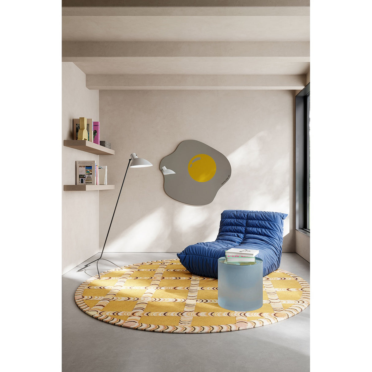 Sunny Side Up Printed Glass Wall Mirror 105cm