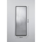 Attitude Striped Glass Oak Framed Wall Mirror, 160cm x 59cm rectangular mirror with black frame and vertical striped glass panel, shown on a plain grey background with dimension markers.