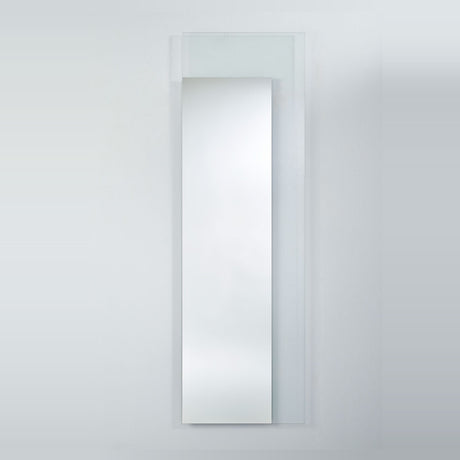 Void Hall Partly Silvered Wall Mirror 175cm, rectangular frameless design with a mirrored panel set within a larger clear glass border, mounted on a plain light grey wall.