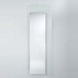Void Hall Partly Silvered Wall Mirror 175cm, a rectangular frameless glass mirror with a tall mirrored panel set within a clear glass border, mounted on a plain light grey wall.
