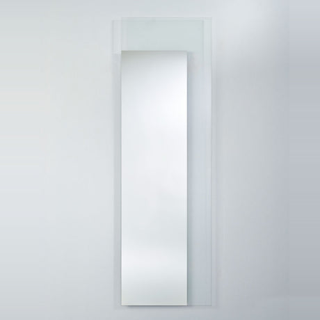 Void Hall Partly Silvered Wall Mirror 175cm, a rectangular frameless glass mirror with a tall mirrored panel set within a clear glass border, mounted on a plain light grey wall.