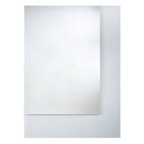 Void Rectangular Wall Mirror, 140cm, frameless clear glass with an asymmetric silvered section stopping short of two edges, set against a plain white background.