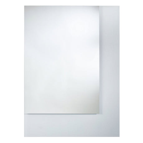 Void Rectangular Wall Mirror, 140cm, frameless clear glass with an asymmetric silvered section stopping short of two edges, set against a plain white background.