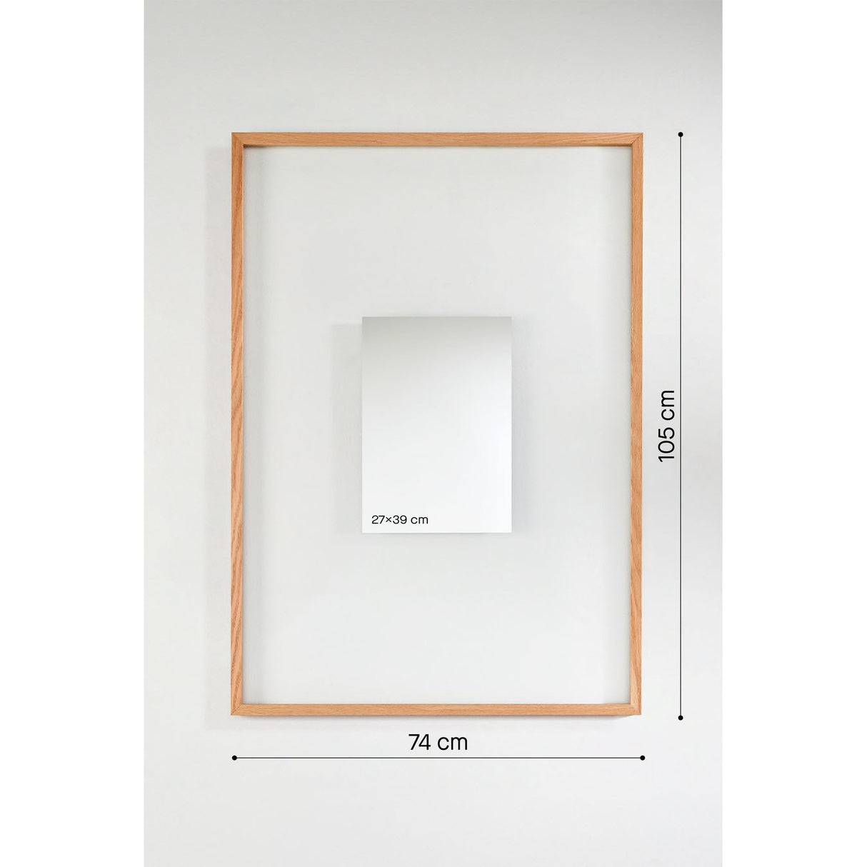 Passepartout Solid Oak Rectangular Wall Mirror 105cm