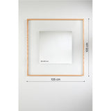 Passepartout Solid Oak Square Wall Mirror, 105x105cm, with a wide oak frame surrounding a 60x60cm mirrored centre, shown against a plain white background with dimension guides.