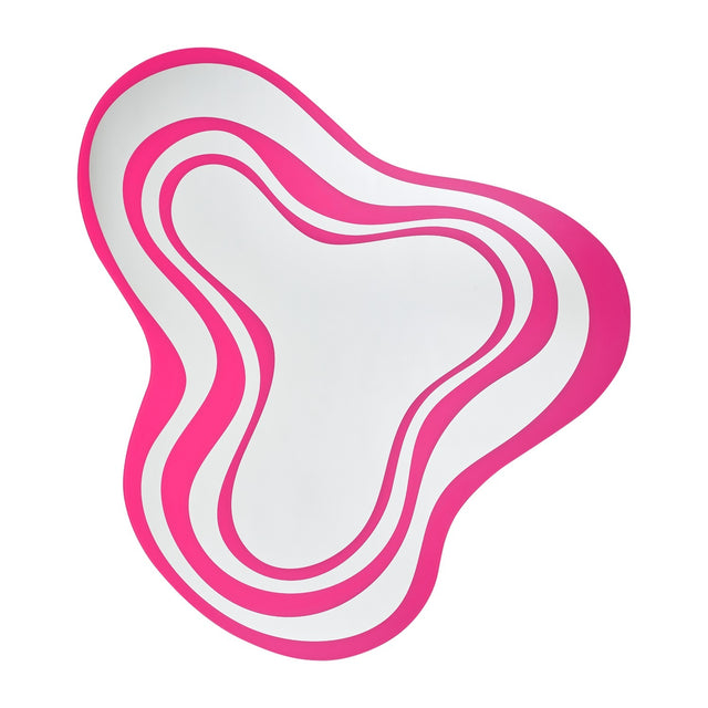 Nimbus Pink Banded Glass Wall Mirror 123cm, an irregular cloud-shaped mirror with alternating silvered and pink glass bands, frameless, on a plain white background.